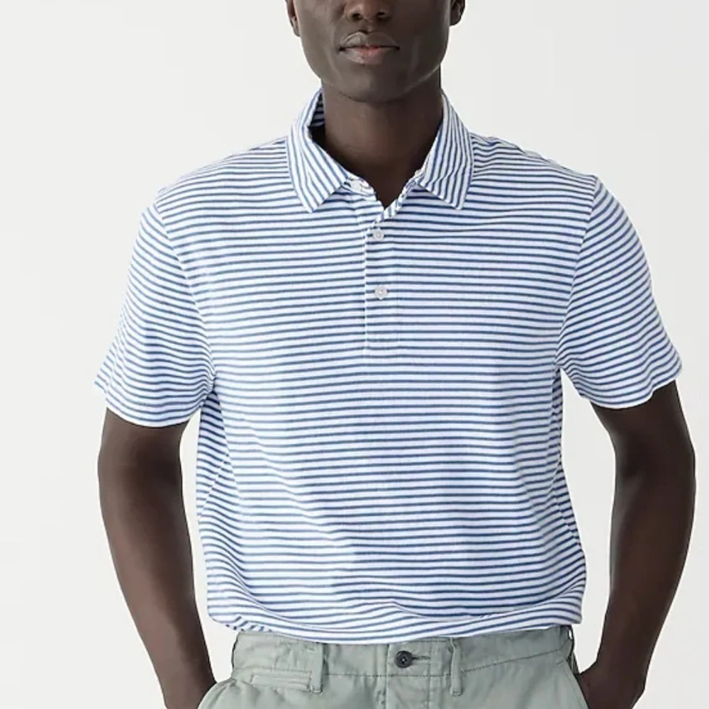 J crew Sueded cotton polo shirt in stripe
